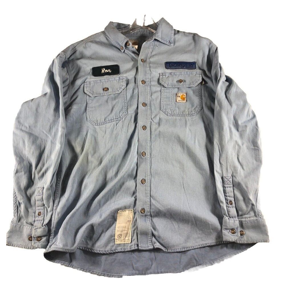 Walt Disney Work Parks Maintenance Cast Member Shirt Carhartt FR Sz Large Prop